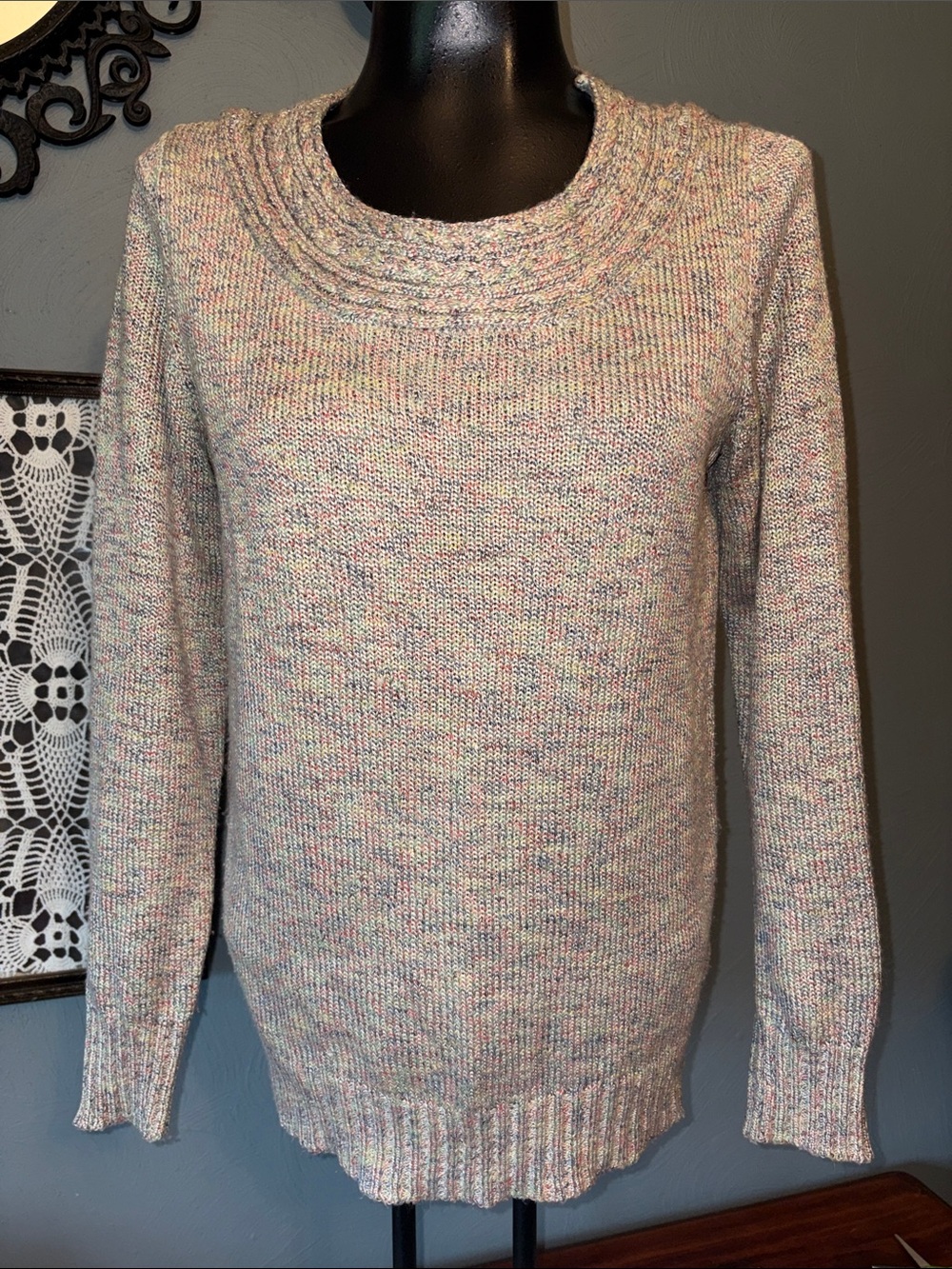 Carolyn Taylor Multicolor Speckled Crewneck Sweater